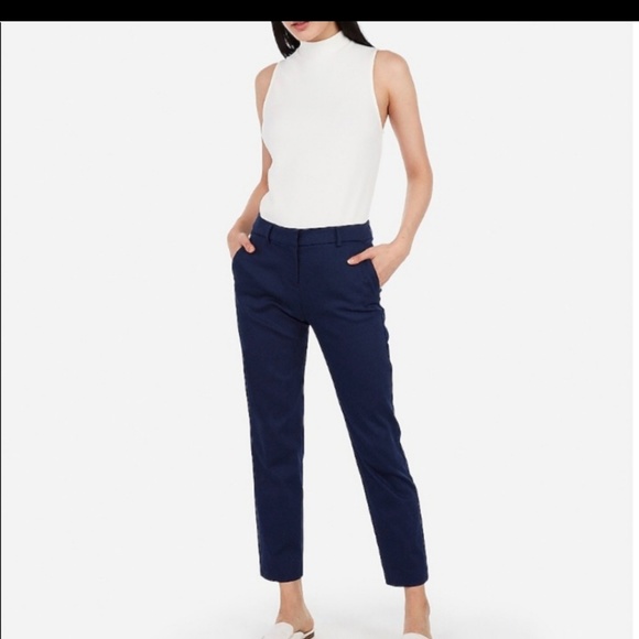 Express Navy Mid Rise Ankle Pants - Picture 3 of 3